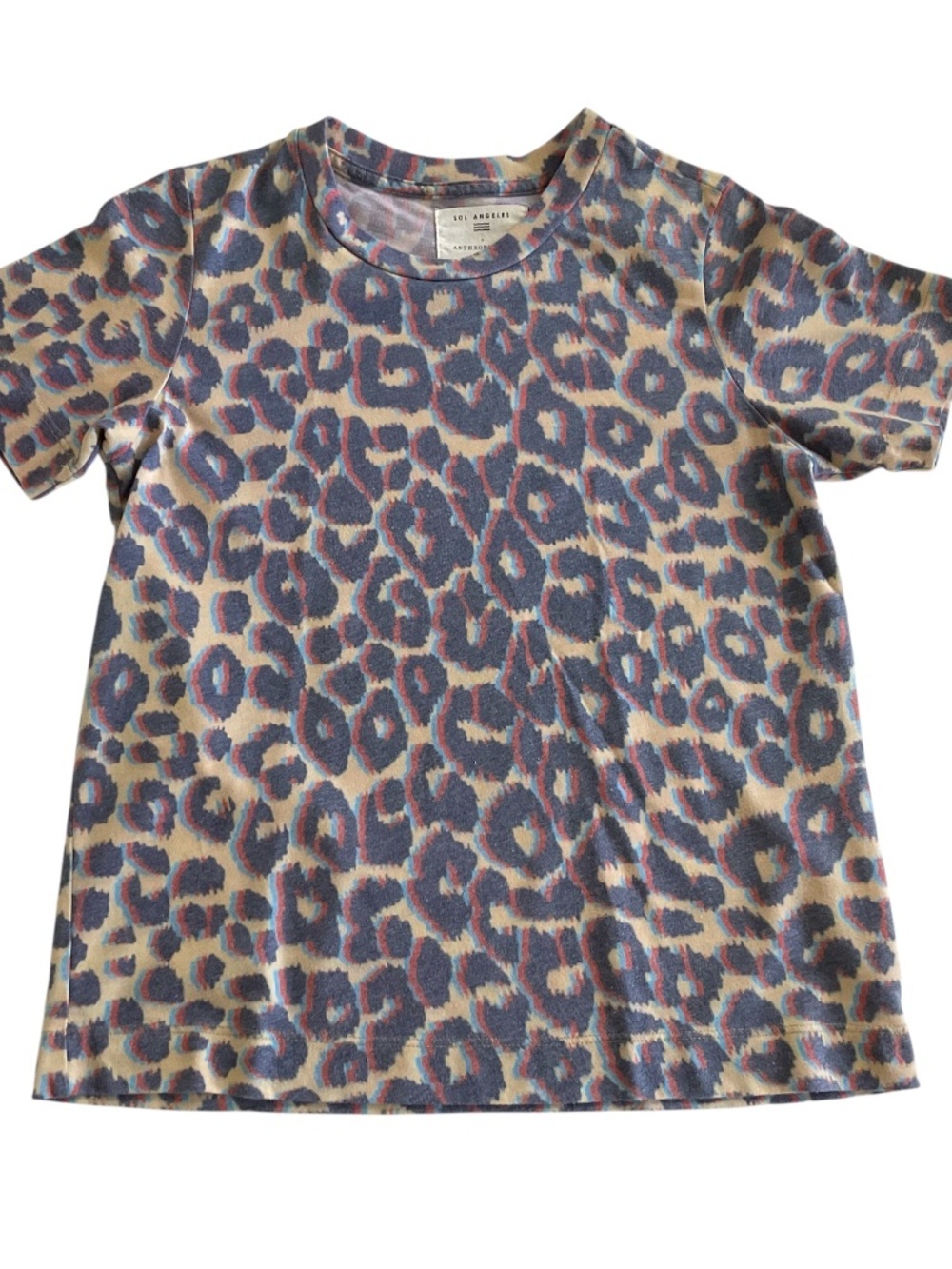 Sol Angeles Anthropologie Animal Print Short Sleeve T-Shirt XS Casual Streetwear